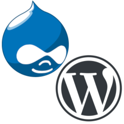 Drupal and WordPress Logos